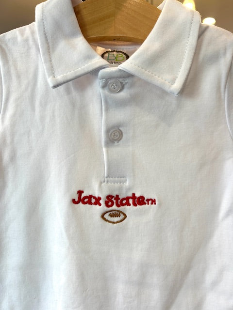 Little Cocky: Boys White Jax State Football Onesie