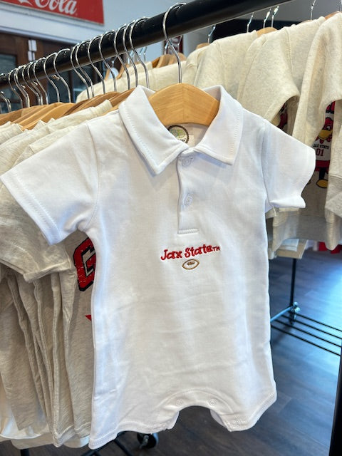 Little Cocky: Boys White Jax State Football Onesie